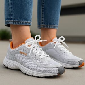 White and Gray Women Walking/running Shoes